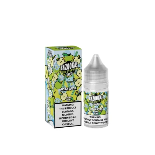 Green Apple Ice Sour Straws Bazooka Salt 30ml